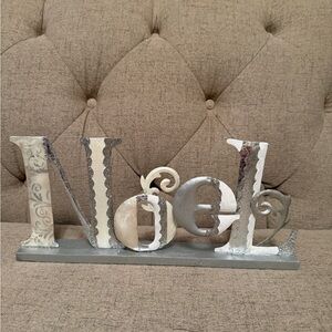 NOEL Tabletop Sign | Silver Glitter Holiday Decor | Christmas Shelf Decor